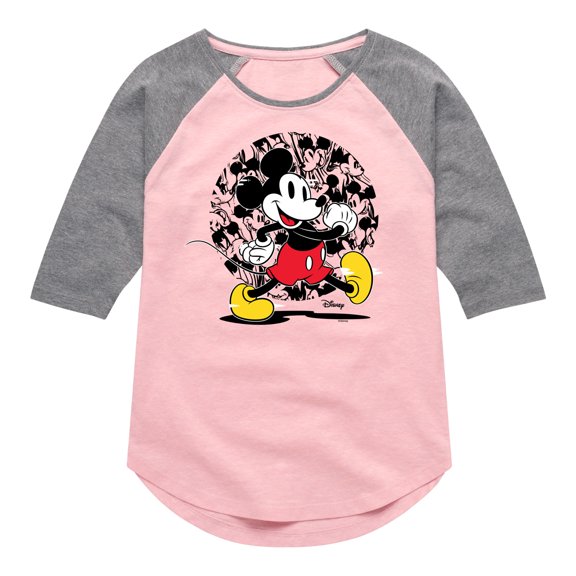 Disney - Mickey & Friends - Happy Mickey - Toddler And Youth Girls Raglan Graphic T-Shirt
