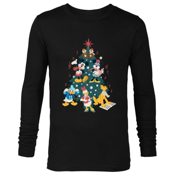 Disney Mickey & Friends Holiday Retro Christmas Tree Carols - Long Sleeve T-Shirt for Men - Customized-Black