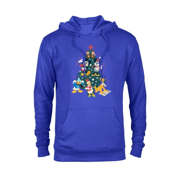 Disney Mickey & Friends Holiday Retro Christmas Tree Carols - Pullover Hoodie for Adults - Customized-Royal
