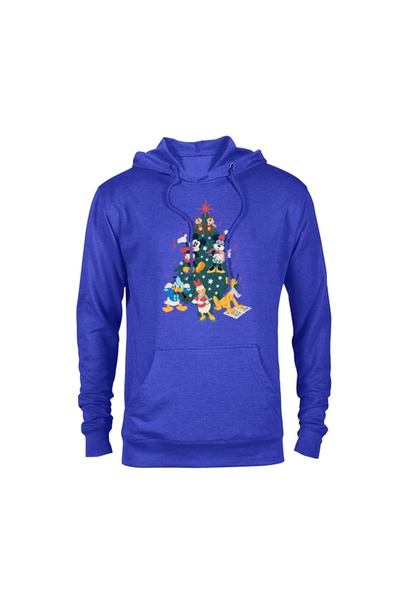 Mickey & Friends Holiday Retro Christmas Tree Carols - Pullover Hoodie for Adults - Customized-Royal