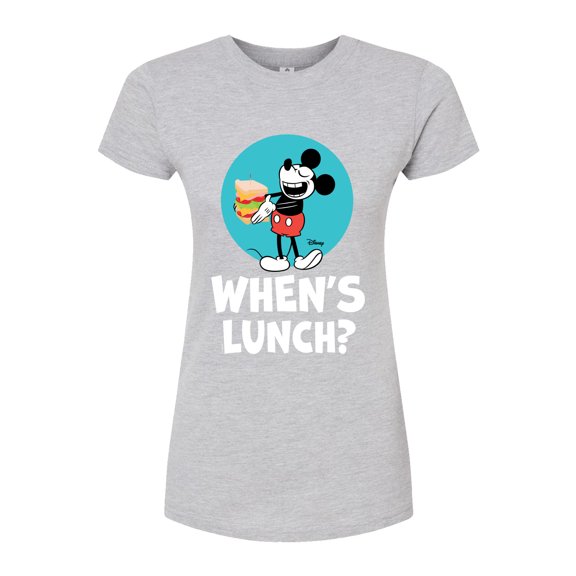 Disney - Mickey & Friends - Hungry Mickey - When's Lunch - Juniors Fitted Graphic T-Shirt