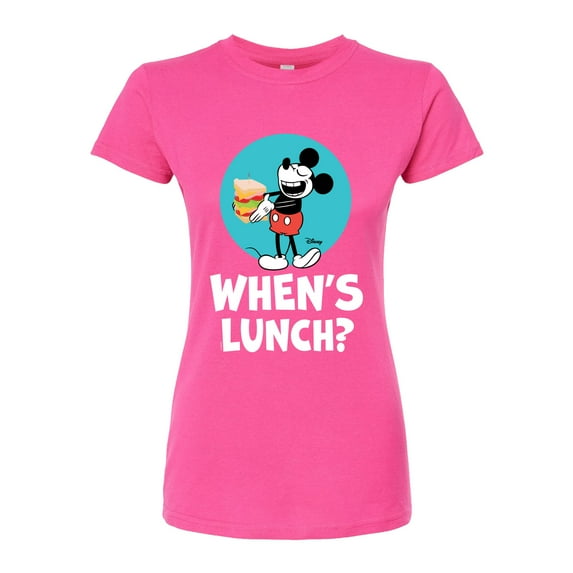 Disney - Mickey & Friends - Hungry Mickey - When's Lunch - Juniors Fitted Graphic T-Shirt
