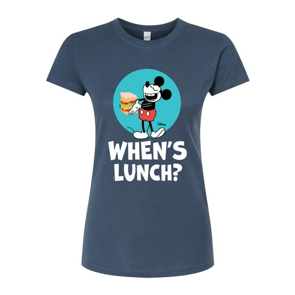 Disney - Mickey & Friends - Hungry Mickey - When's Lunch - Juniors Fitted Graphic T-Shirt