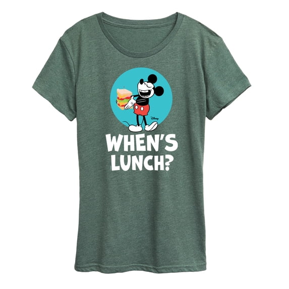 Disney - Mickey & Friends - Hungry Mickey - When's Lunch - Women's Short Sleeve Graphic T-Shirt