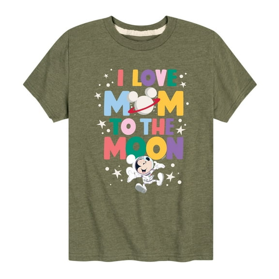 Disney - Mickey & Friends - I Love Mom to the Moon - Toddler And Youth Short Sleeve Graphic T-Shirt