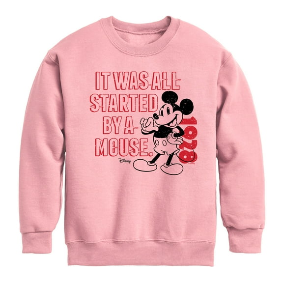 Disney - Mickey & Friends - It Was All Started By A Mouse - 1928 - Toddler And Youth Crewneck Fleece Sweatshirt