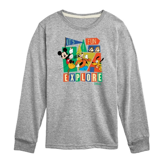 Disney - Mickey & Friends - It's Fun To Explore - Youth Long Sleeve Graphic T-Shirt