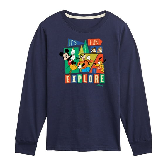 Disney - Mickey & Friends - It's Fun To Explore - Youth Long Sleeve Graphic T-Shirt