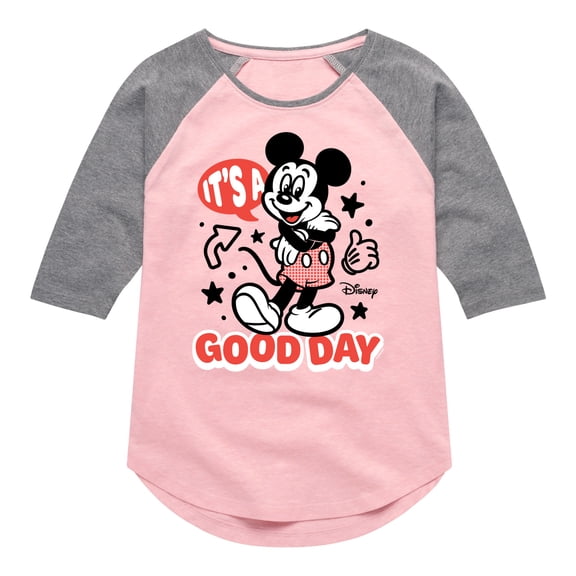 Disney - Mickey & Friends - It's a Good Day - Toddler And Youth Girls Raglan Graphic T-Shirt