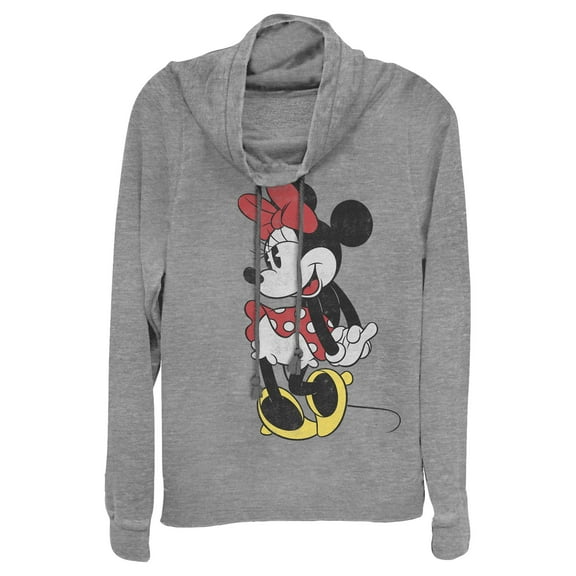 Disney Mickey & Friends Juniors' Minnie Mouse Cowl Neck Graphic Long Sleeve Color: Gray Heather Size: 3X