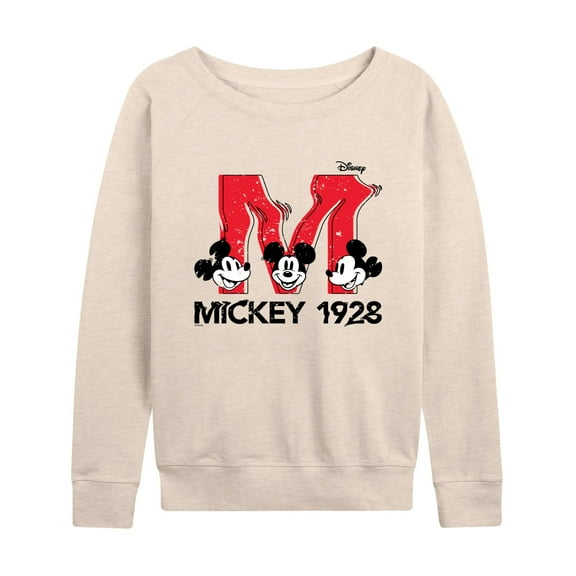 Disney - Mickey & Friends - Large Letter M - 1928 - Glitch - Women's Lightweight French Terry Long Sleeve Shirt