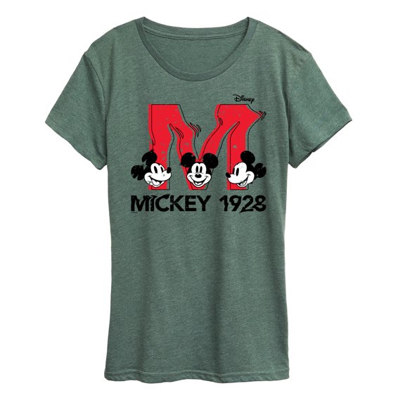 Disney - Mickey & Friends - Large Letter M - 1928 - Glitch - Women's Short Sleeve Graphic T-Shirt