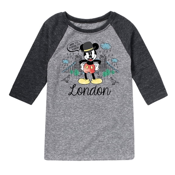 Disney - Mickey & Friends - London When It's Raining - Toddler And Youth Raglan Graphic T-Shirt