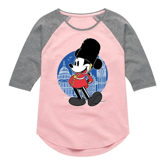 Disney - Mickey & Friends - Mickey A London Officer - Toddler And Youth Girls Raglan Graphic T-Shirt