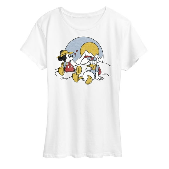 Disney - Mickey & Friends - Mickey & Donald Duck Need Rest from Hiking - Women's Short Sleeve Graphic T-Shirt