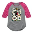 thumbnail image 1 of Disney - Mickey & Friends - Mickey, Donald, & Goofy - Doing Good - Toddler And Youth Girls Raglan Graphic T-Shirt, 1 of 5