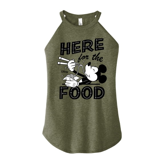 Disney - Mickey & Friends - Mickey Eating Noodles - Here for the Food - Juniors High Neck Tank Top