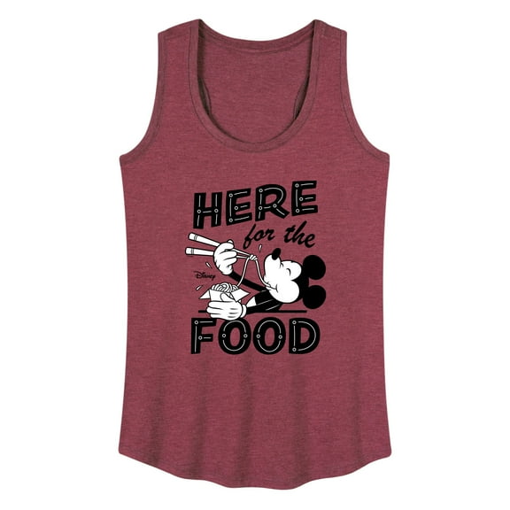 Disney - Mickey & Friends - Mickey Eating Noodles - Here for the Food - Women's Racerback Tank Top