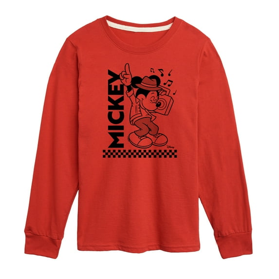 Disney - Mickey & Friends - Mickey Enjoys Music on Boombox - Toddler And Youth Long Sleeve Graphic T-Shirt