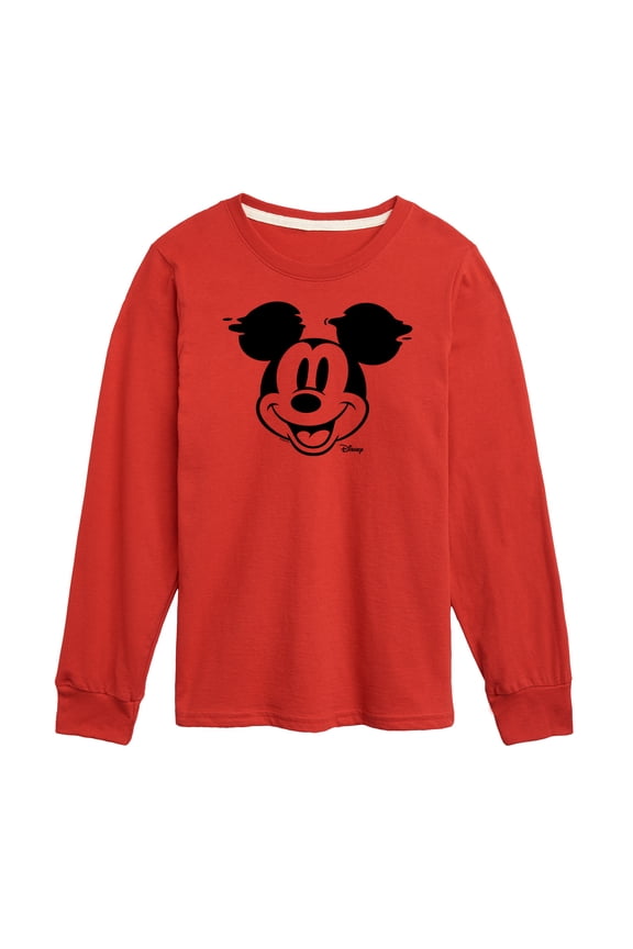 - Mickey & Friends - Mickey Face Glitch - Toddler And Youth Long Sleeve Graphic T-Shirt