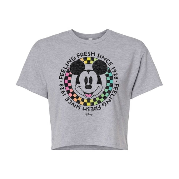 Disney - Mickey & Friends - Mickey Feeling Fresh Since 1928 - Juniors Cropped Cotton Blend T-Shirt