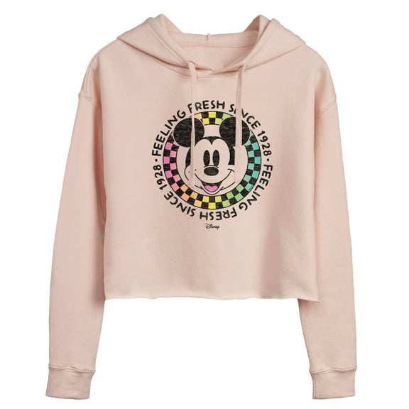 Disney - Mickey & Friends - Mickey Feeling Fresh Since 1928 - Juniors Cropped Pullover Hoodie