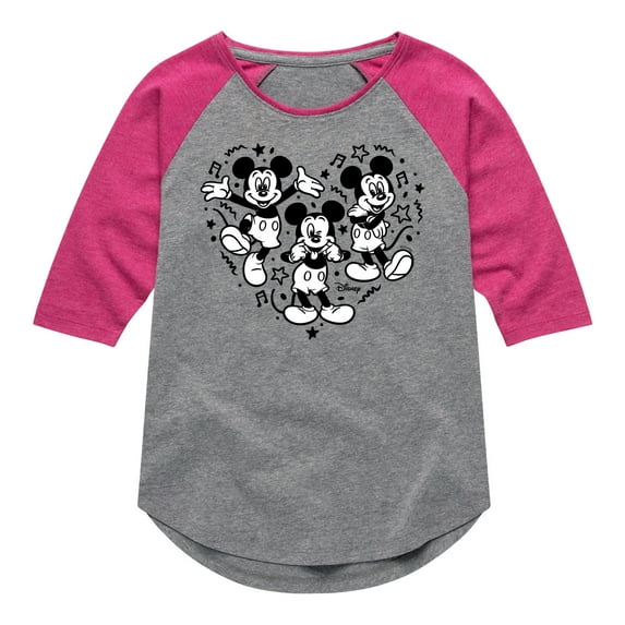 Disney - Mickey & Friends - Mickey Fills the Heart - Toddler And Youth Girls Raglan Graphic T-Shirt
