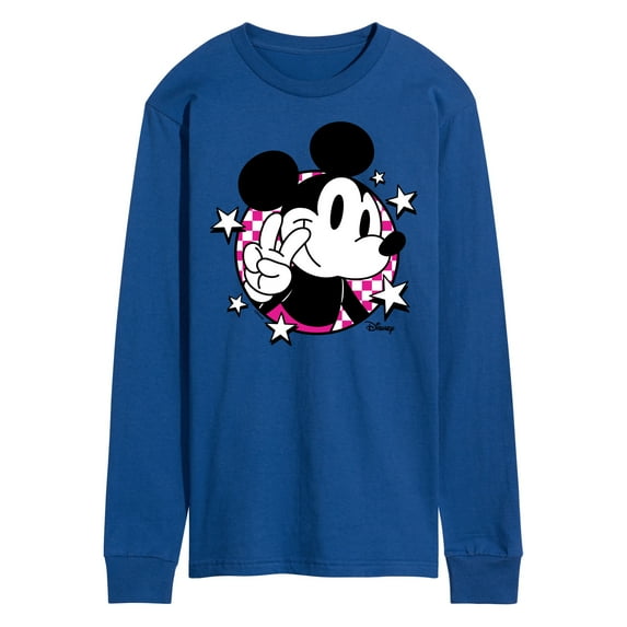 Disney - Mickey & Friends - Mickey Gives A Peace Sign - Retro Style - Men's Long Sleeve T-Shirt