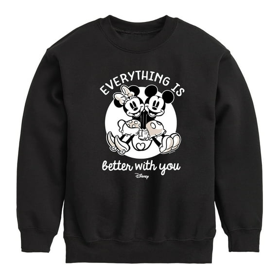 Disney - Mickey & Friends - Mickey & Minnie - Everything is Better with You - Toddler And Youth Crewneck Fleece Sweatshirt