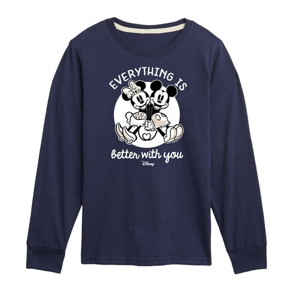 Disney - Mickey & Friends - Mickey & Minnie - Everything is Better with You - Toddler And Youth Long Sleeve Graphic T-Shirt