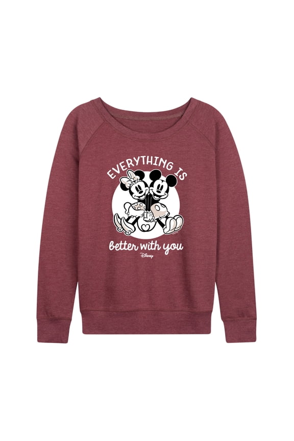 Mickey & Friends - Mickey & Minnie Everything is Better with You - Women's Lightweight French Terry Long Sleeve Shirt