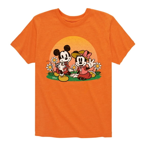 Disney - Mickey & Friends - Mickey & Minnie Picking Daisies - Toddler And Youth Short Sleeve Graphic T-Shirt