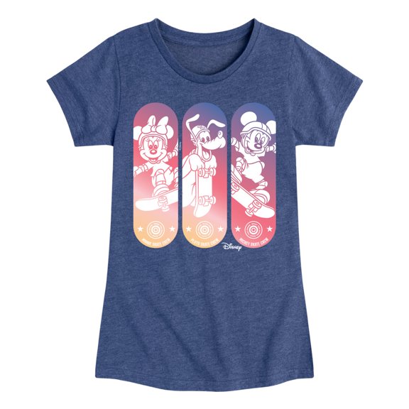 Disney - Mickey & Friends - Mickey, Minnie, & Pluto Skate Crew - Toddler And Youth Girls Short Sleeve Graphic T-Shirt