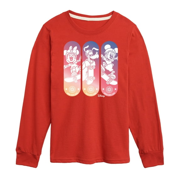 Disney - Mickey & Friends - Mickey, Minnie, & Pluto Skate Crew - Toddler And Youth Long Sleeve Graphic T-Shirt