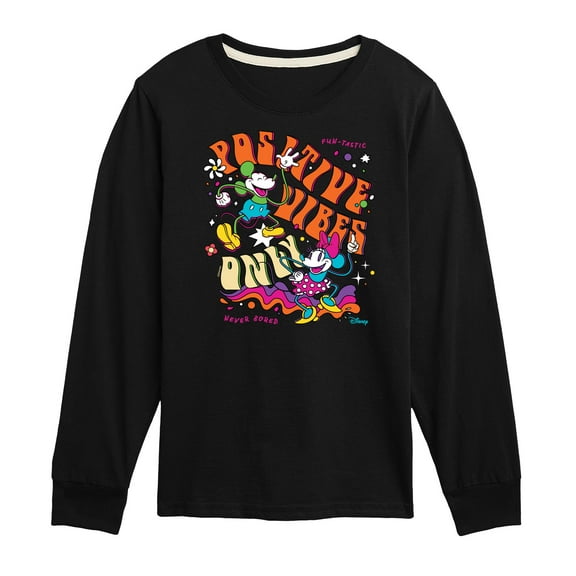 Disney - Mickey & Friends - Mickey & Minnie - Positive Vibes Only - Toddler And Youth Girls Short Sleeve Graphic T-Shirt