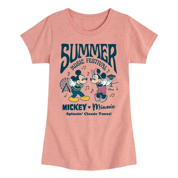 Disney - Mickey & Friends - Mickey & Minnie - Summer Music Festival - Spinning Classic Tunes - Toddler And Youth Girls Short Sleeve Graphic T-Shirt