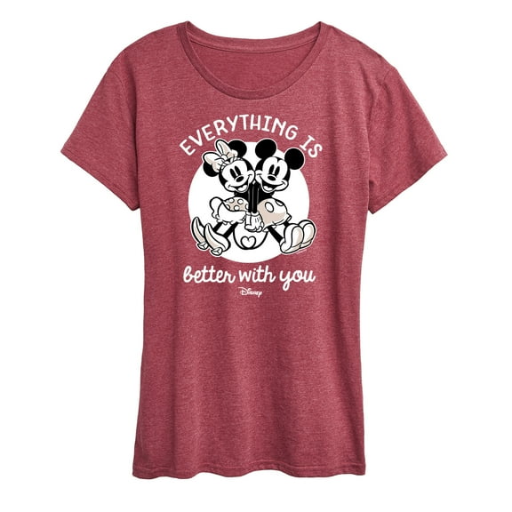 Disney - Mickey & Friends - Mickey & Minnie in Love - Everything is Better with You - Women's Short Sleeve Graphic T-Shirt