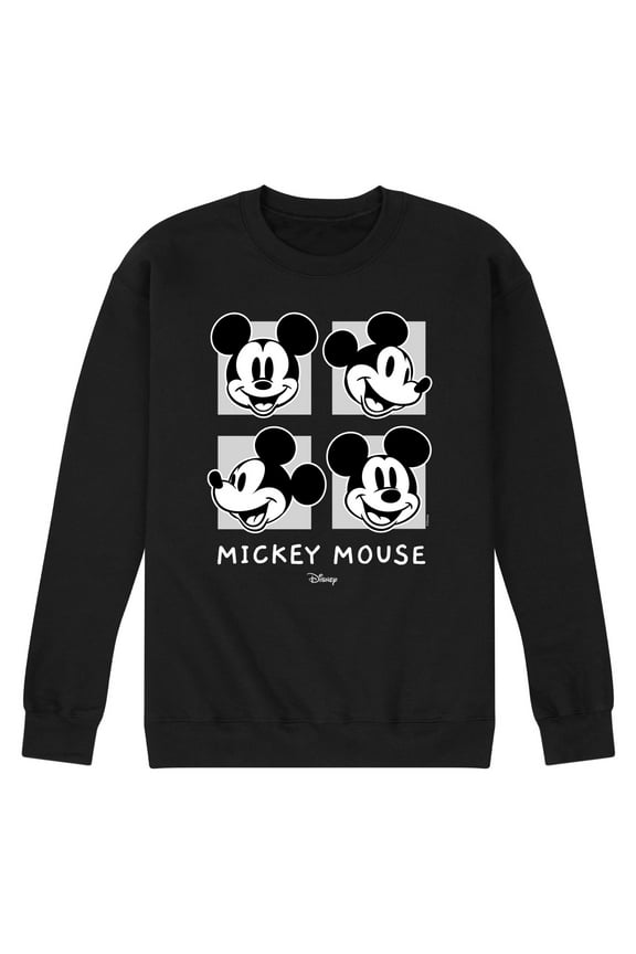 - Mickey & Friends - Mickey Mouse - Black & White Photo Grid - Men's Crew Neck Fleece Pullover