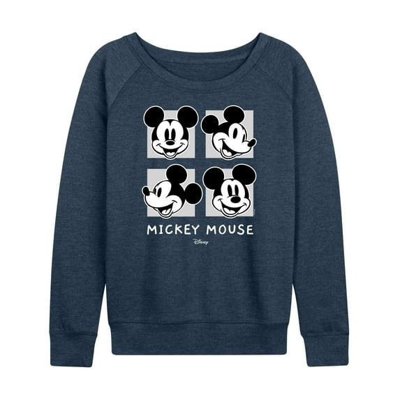 Disney - Mickey & Friends - Mickey Mouse - Black & White Photo Grid - Women's Lightweight French Terry Long Sleeve Shirt
