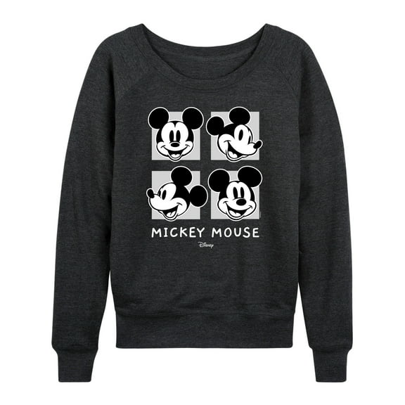 Disney - Mickey & Friends - Mickey Mouse - Black & White Photo Grid - Women's Lightweight French Terry Long Sleeve Shirt