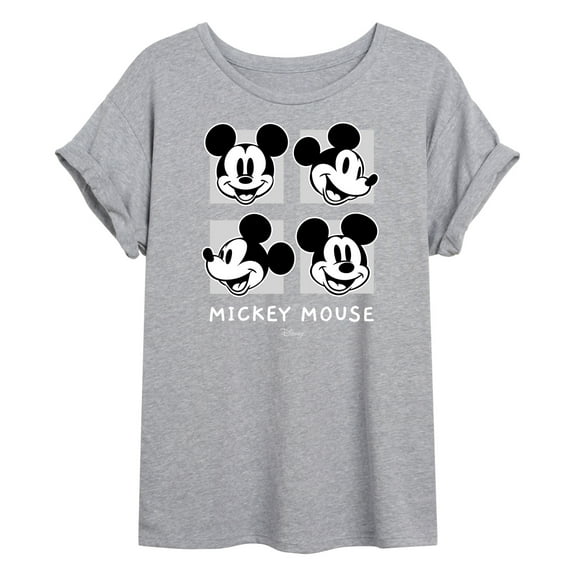 Disney - Mickey & Friends - Mickey Mouse - Black & White Photo Grid - Women's Oversized T-Shirt