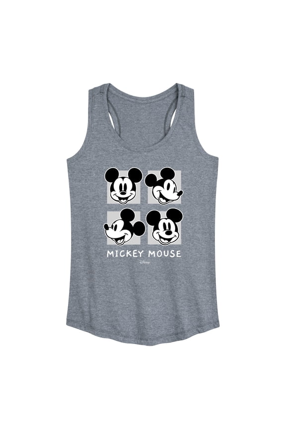 - Mickey & Friends - Mickey Mouse - Black & White Photo Grid - Women's Racerback Tank Top