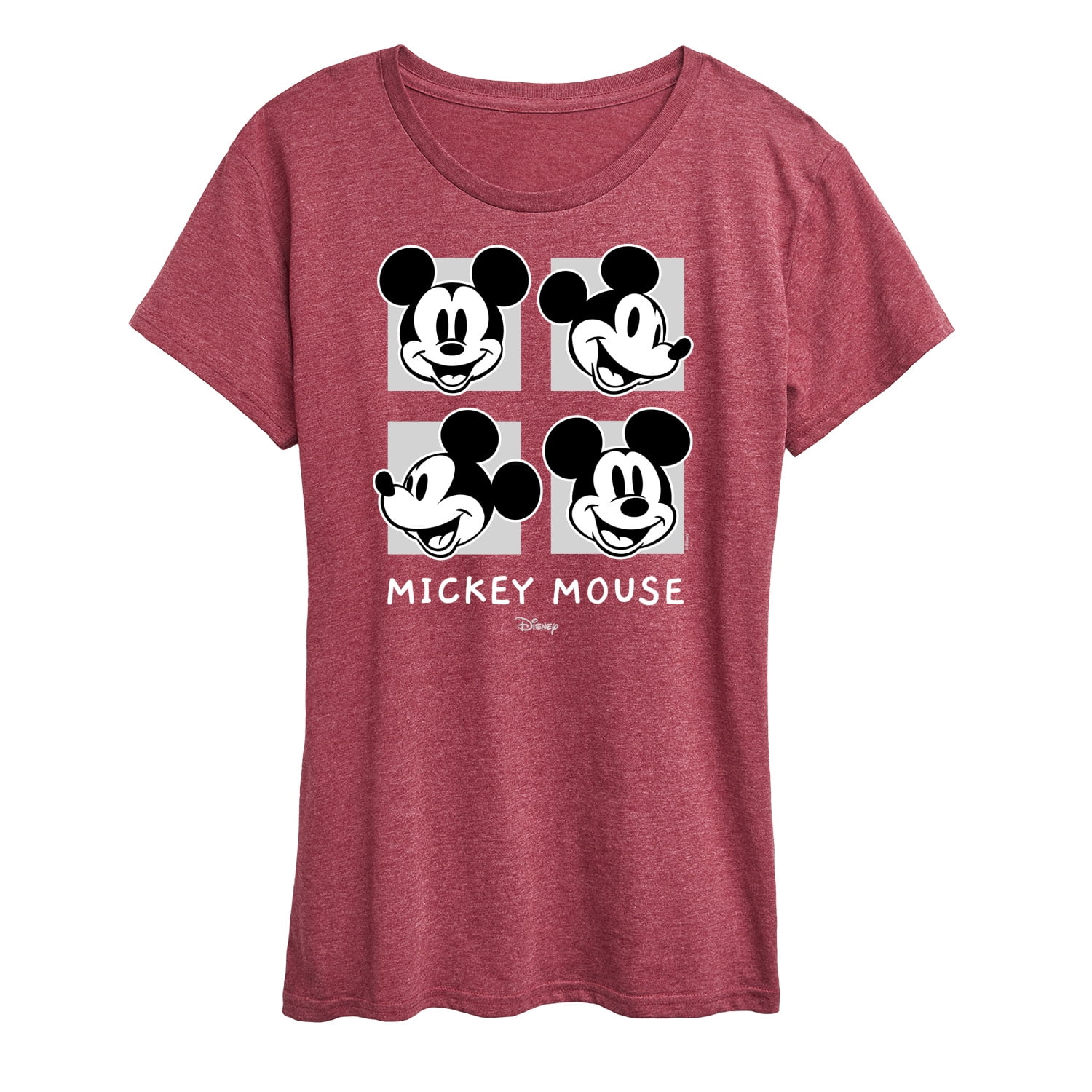 Disney - Mickey & Friends - Mickey Mouse - Black & White Photo Grid -  Women\'s Short Sleeve Graphic T-Shirt