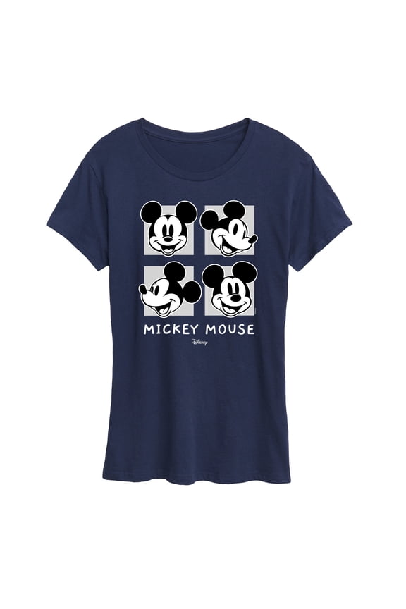 - Mickey & Friends - Mickey Mouse - Black & White Photo Grid - Women's Short Sleeve Graphic T-Shirt