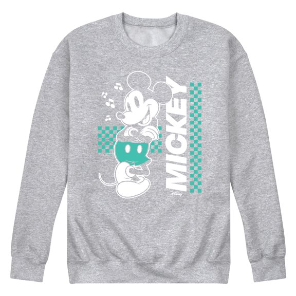 Disney - Mickey & Friends - Mickey Mouse - Checkered Retro Design - Men's Crew Neck Fleece Pullover