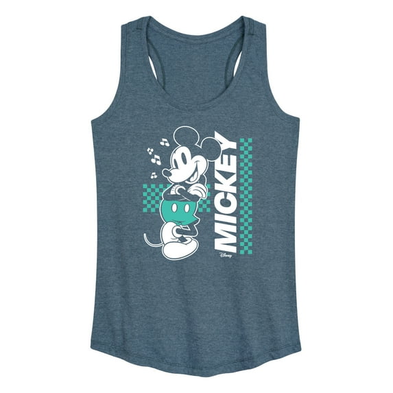 Disney - Mickey & Friends - Mickey Mouse - Checkered Retro Design - Women's Racerback Tank Top