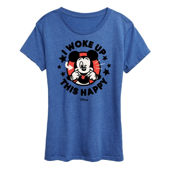 Disney - Mickey & Friends - Mickey Mouse - I Woke Up This Happy - Wink - Women's Short Sleeve Graphic T-Shirt