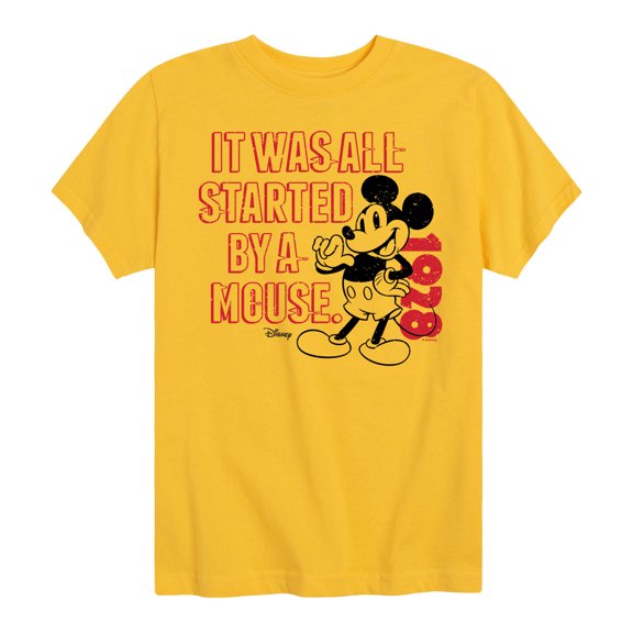 Disney - Mickey & Friends - Mickey Mouse - It Was All Started By a Mouse - 1928 Original - Toddler And Youth Short Sleeve Graphic T-Shirt