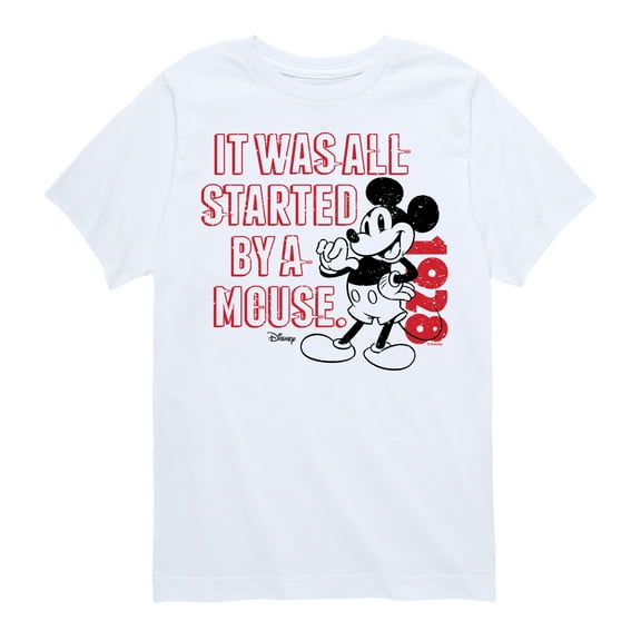 Disney - Mickey & Friends - Mickey Mouse - It Was All Started By a Mouse - 1928 Original - Toddler And Youth Short Sleeve Graphic T-Shirt