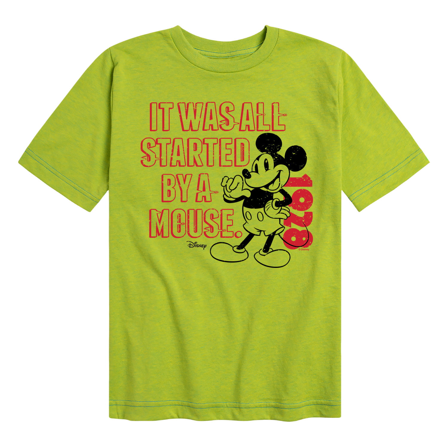 Disney - Mickey & Friends - Mickey Mouse - It Was All Started By a Mouse -  1928 Original - Toddler And Youth Short Sleeve Graphic T-Shirt 